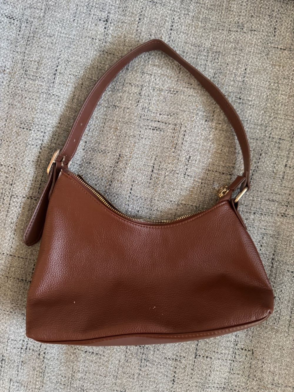 Classic Brown Faux Leather Shoulder Bag